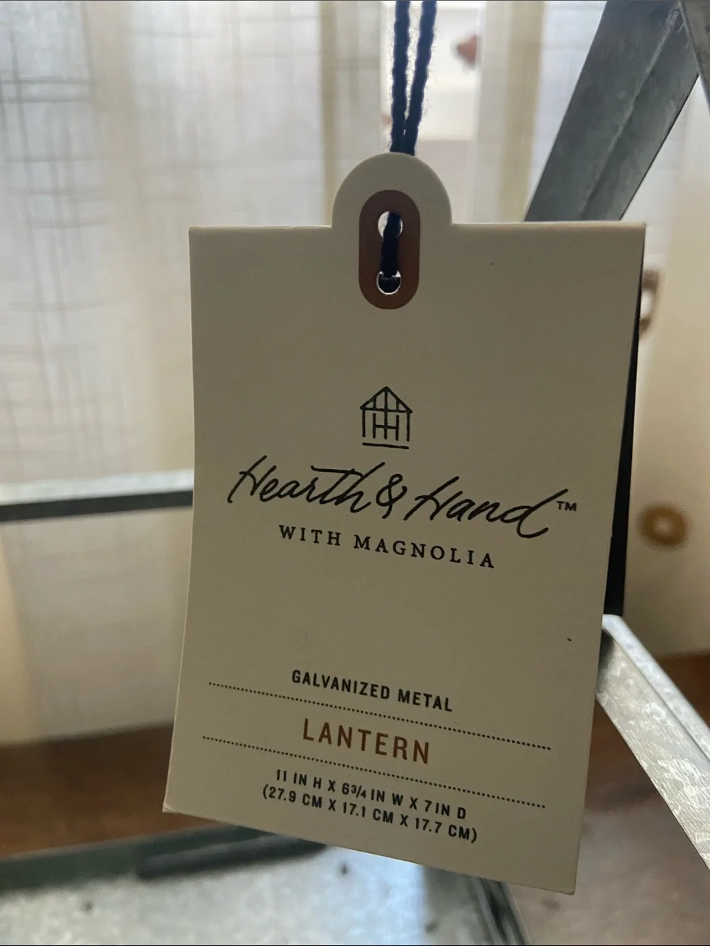 NWT Hearth & Hand with Magnolia Galvanized Silver Metal Lantern